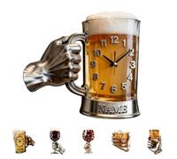 Orologio da parete personalizzato piatto 2D a forma di boccale di birra bicchiere di vino whiskey per camera da letto soggiorno bar man cave nome personalizzato orologio creativo acrilico a tema birra