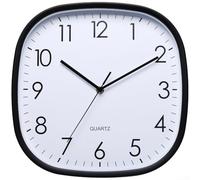 Orologio da parete quadrato da 30,5 cm con funzionamento a batteria, ampio display e movimento al quarzo per un tempo affidabile e decorazione da parete (nero)