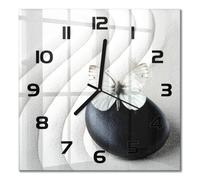 Orologio da Parete Quadrato per Ufficio Moderno Pietra Zen e Farfalla 30x30 cm