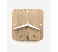 Orologio Da Parete Quadrato Piccolo In Legno Di Noce Con Lancette Bianche