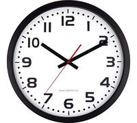 Eurotime Orologio da parete radiocontrollato da 40 cm con telaio in metallo nero, vetro vero, quadrante trasparente a 12 cifre, cambio automatico di ora e ora, per soggiorno o ufficio, secondi