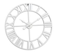 Orologio da Parete Relaxdays, Numeri Romani, Ø 60 cm, Orologio a Batteria per Salotto, Ferro, Bianco