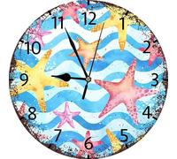 Orologio da parete retrò a forma di stella marina, funzionamento a batteria, silenzioso, senza ticchettio, vintage, rotondo, retrò, decorativo, per casa, cucina, soggiorno, ufficio, bagno, camera da