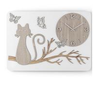 Orologio da parete rettangolare legno laminato GATTO 41x59 cm BRC