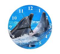 Orologio Da Parete Rotondo 25cm, Delfino Due Delfini Che Giocano In Piscina Orologio Da Parete Con Numeri Personalizzato Ufficio Orologio, Per Salotto, Regalo