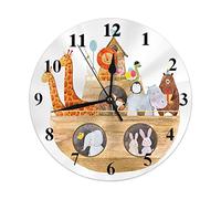 Orologio Da Parete Rotondo 25cm, Nave Con Animali Illustrazione Ad Acquerello Per Bambini Di Un'Arca Di Noè Carina Con Gli Animali Orologio Da Parete Con Numeri Moderno Orologio Da Parete Grande