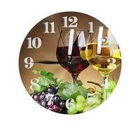 Orologio da parete rotondo con uva da vino rosso Decorativo vintage senza ticchettio Silenzioso a batteria al quarzo Analogico Home Decor Art Orologi da scrivania per soggiorno Camera da letto Ufficio