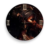 Orologio da parete rotondo D65 cm in vetro temperato ritratto afro