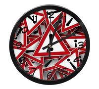 Orologio da parete rotondo da 25,4 cm, moderno, movimento al quarzo, segnale stradale, funzionamento a batteria, silenzioso, senza ticchettio