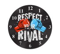 Orologio da parete rotondo da boxe, citazione motivazionale di boxe Rispetta il tuo rivale Orologio da parete rotondo silenzioso Decorativo da parete per la camera da letto Ufficio Scuola Arte(10")