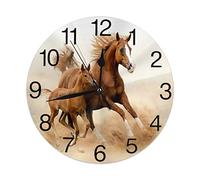 Orologio da parete rotondo famiglia di cavalli in corsa Silenzioso senza ticchettio Funzionamento a batteria Facile da leggere per l'ufficio degli studenti Scuola Orologio decorativo per la casa Arte