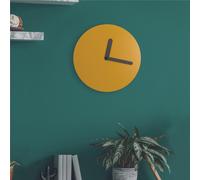Orologio da parete rotondo il legno Laccato Diametro 30x5 cm in legno con lancette colore nero base colore Ocra giallo