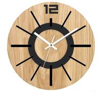 Orologio da parete rotondo in legno dal design innovativo, 30 cm, con meccanismo silenzioso, elemento decorativo per qualsiasi ambiente (C)