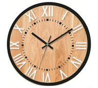Orologio da parete rotondo in legno dal design innovativo, 30 cm, con meccanismo silenzioso, elemento decorativo per qualsiasi ambiente (F)