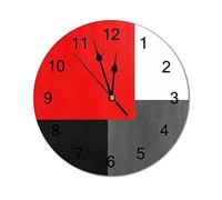 Orologio da parete rotondo moderno rosso grigio bianco e nero blocco geometrico silenzioso non ticchettante orologi da parete per cucina, ufficio, orologio da appendere retrò, 30,5 cm
