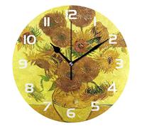 Orologio Da Parete Rotondo Pittura A Olio Di Van Gogh Del Girasole Orologio Da Parete Grande Rotondo Orologio Da Parete Digitale Al Quarzo Numeri Orologio Da Parete, Per Famiglia, 25cm