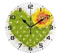 Orologio da parete rotondo senza ticchettio silenzioso 10 pollici orologio a batteria creativo silenzioso orologio per cucina bagno lavanderia decorazione da parete orologio cuore cactus