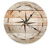 Orologio da parete rustico, con bussola con rose a vento da 5 pollici, grande orologio da parete da 0,5 cm, orologio da parete