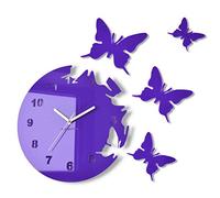 Orologio da parete salotto tondo moderno FARFALLE viola decorativo silenzioso 30 cm