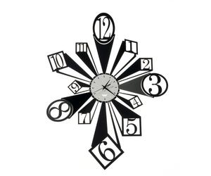 Orologio da parete scomposto SLANG Dimensione 58x h74 cm numeri sono inseriti all'interno di forme geometriche come quadrati e cerchi colore Nero e bianco marmo