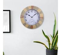 Orologio da parete silenzioso da 25,4 cm, con termometro, impermeabile IP44, resistente alla polvere e all'acqua, adatto per uso interno ed esterno, su portico, recinto e giardino (stile 2)
