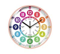 Orologio da parete silenzioso educativo per bambini - Imparare a dire l'ora - Funziona a batterie analogiche - Insegnamento per la stanza - per la scuola materna - Lente inasti