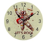 Orologio da Parete Silenzioso Non Ticchettio Astronauta Che Suona La Chitarra Let's Rock Slogan Decorativo Alla Moda Orologio Rotondo A Batteria Per Camera Da Letto Ufficio Scuola Casa Soggiorno,9.8 P