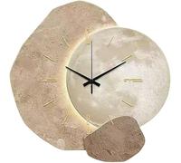 Orologio da Parete Silenzioso notte luce con, Design della luna autunnale | Funzionamento a batteria o USB con funzione notte regolabile