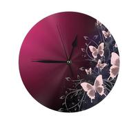 Orologio da parete silenzioso rustico senza ticchettio, con belle farfalle stampate, rotondo, orologio da parete decorativo per casa, cucina, soggiorno, ufficio, scuola