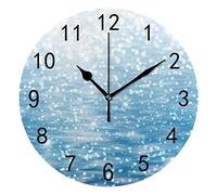 Orologio da Parete Silenzioso Senza Ticchettio Brillante nel Sole Mare Estate Oceano Decorativo alla Moda Orologio Rotondo a Batteria per Camera da Letto Ufficio Scuola Casa Soggiorno,9.8 Pollici