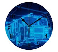 Orologio da Parete Silenzioso Senza Ticchettio Camion dei Pompieri Guida attraverso il Tunnel Blu Orologio Rotondo Decorativo a Batteria alla Moda per Camera da Letto Ufficio Scuola Casa Soggiorno,9.8