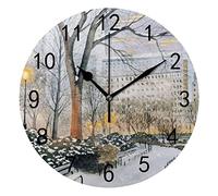 Orologio da Parete Silenzioso Senza Ticchettio Mattina d'Inverno Decorativo alla Moda Orologio Rotondo a Batteria per Camera da Letto Ufficio Scuola Casa Soggiorno,9.8 Pollici