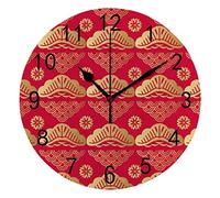 Orologio da Parete Silenzioso Senza Ticchettio Nuvole Giapponesi Onde Trama Asiatica Decorativo Alla Moda Orologio Rotondo a Batteria per Camera da Letto Ufficio Scuola Casa Soggiorno,9.8 Pollici