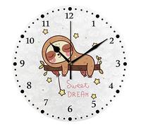 Orologio da parete silenzioso senza ticchettio Simpatico orsetto bradipo Dormi dolce sogno sull'albero Orologio rotondo decorativo a batteria alla moda per camera da letto Ufficio Scuola Casa Soggiorn