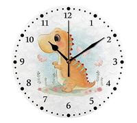 Orologio da parete silenzioso senza ticchettio Simpatico piccolo dinosauro Decorativo alla moda Orologio rotondo a batteria per camera da letto Ufficio Scuola Casa Soggiorno