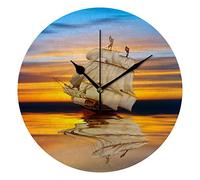 Orologio da parete silenzioso senza ticchettio Vecchia nave alla deriva sul mare al tramonto nel cielo Decorativo alla moda Orologio rotondo a batteria per camera da letto Ufficio Scuola Casa Soggior