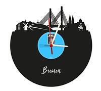 Orologio da parete skyline di Brema senza quadrante dafuer Original Label, Disco Orologio con meccanismo al quarzo, unico regalo, Made in Germany,