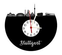 Orologio da parete Stuttgart con quadrante, orologio a disco con meccanismo al quarzo, Stuttgart, skyline con quadrante