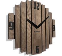 FLEXISTYLE Orologio da parete Symmetry, in rovere, per bagno, soggiorno, in legno, moderno, diametro senza ticchettio, effetto legno (marrone, 30 cm)