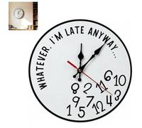 Orologio da parete "Tanto sono in ritardo, comunque", divertente e sarcastico, silenzioso, in legno, con numeri sparsi, ideale per chi tende a rimandare, perfetto per la casa e l'ufficio (1 pc)