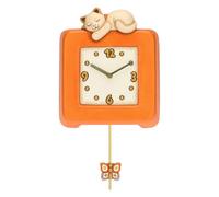 Orologio da parete Thun linea Country arancio con gatto e pendolo