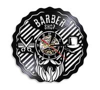 Orologio da Parete Vintage da Barbiere Realizzato con Vero Disco in Vinile, Poster da Parete da Barbiere, Adesivo da Barbiere con Barba da Barbiere e Gentiluomo (CA)