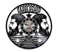 Orologio da Parete Vintage da Barbiere Realizzato con Vero Disco in Vinile, Poster da Parete da Barbiere, Adesivo da Barbiere con Barba da Barbiere e Gentiluomo (EA)