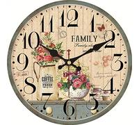 Orologio da parete vintage in legno senza ticchettio con fiori di lavanda rosa orologi da parete per soggiorno decorativi silenziosi per la casa d'arte (30cm)