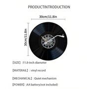 Orologio da parete vintage ispirato ai dischi in vinile, decorazione artistica avanzata, design retrò medievale, adatto per soggiorno, camera da letto, caffetteria - 30 cm. Orologio da parete in vinil