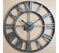 Orologio da parete vintage orologio da parete grande orologio rotondo in metallo silenzioso non ticking a batteria romana orologi per casa, ufficio, interno, orologio da giardino esterno 50 cm
