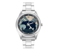Orologio da polso al quarzo alla moda con orsi e montagne, foreste, paesaggio, orsi, montagne, orologio da polso in acciaio inox, con numeri arabi, per uomini e donne, Stile:, regular, MHXYZHW