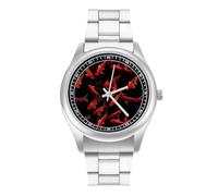 Orologio da polso al quarzo alla moda con pesci rossi salmoni, in acciaio inox, con numeri arabi, per uomo e donna, Stile:, regular, MHXYZHW