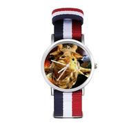 Orologio da polso al quarzo analogico al quarzo con giraffa al neon per uomo e donna con cinturino in nylon, Stile:, regular