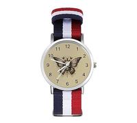 Orologio da polso al quarzo analogico al quarzo con testa di morte psichedelica falena falena per uomo donna cinturino in nylon, Stile:, regular